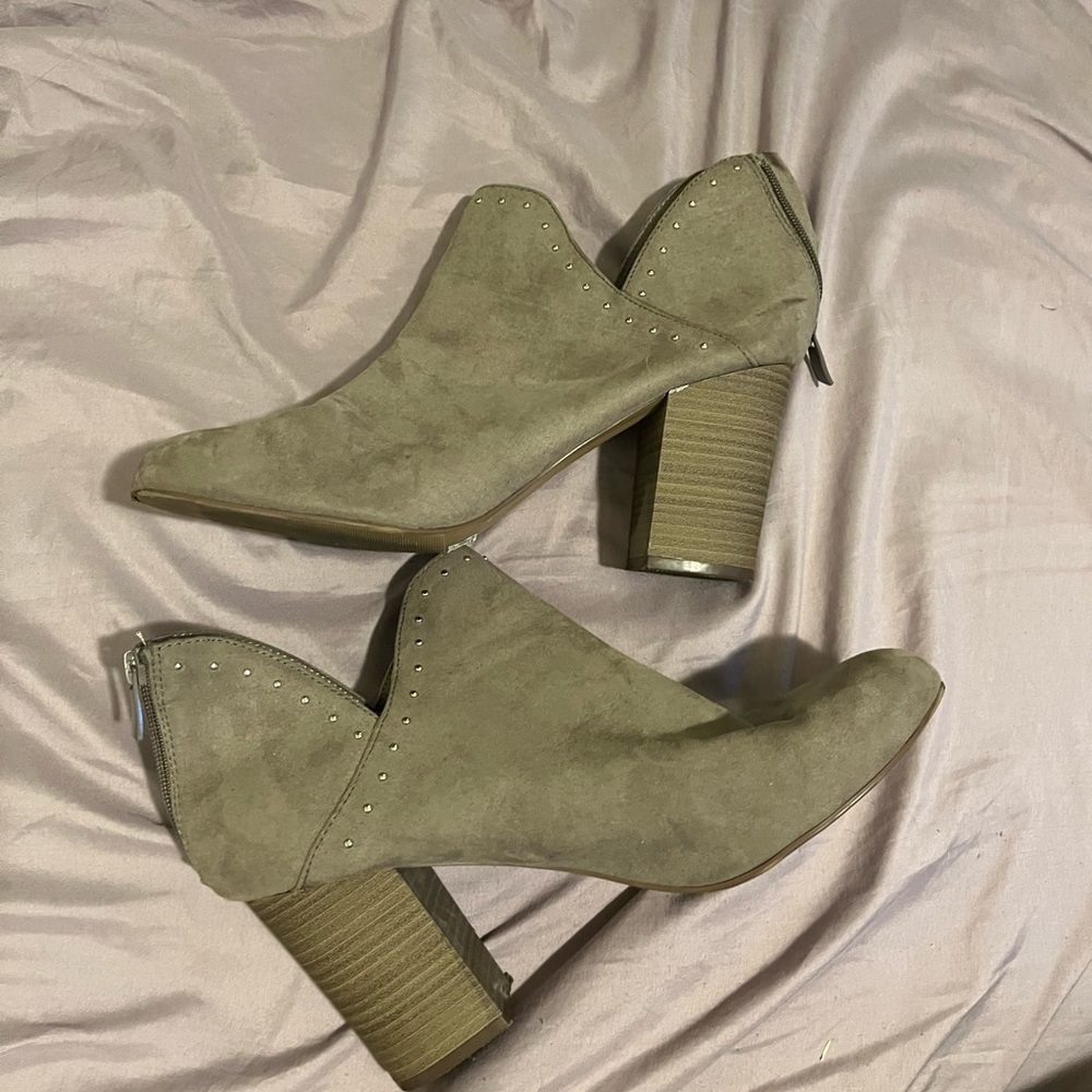 Torrid Wide Width Taupe Heeled Booties